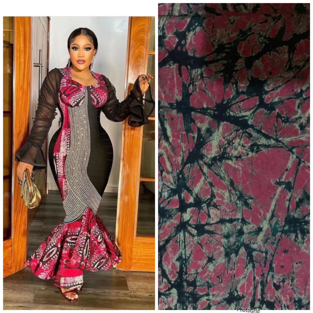 Spandex ankara gown with spiral beading